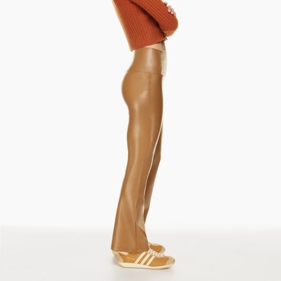 M - Wilfred Free | Daria Flare Faux Leather Pant - Cognac - Picture 3 of 8